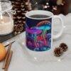 Neon Mushrooms Coffee Tea Ceramic Mug 11oz - Image 4