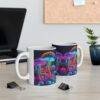 Neon Mushrooms Coffee Tea Ceramic Mug 11oz - Image 3