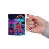 Neon Mushrooms Coffee Tea Ceramic Mug 11oz - Image 5
