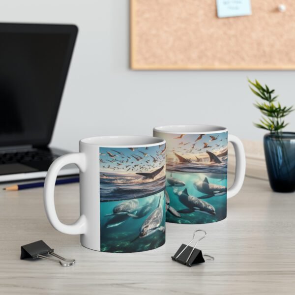 Whales in the Ocean Ceramic Coffee Mug 11oz - Image 3