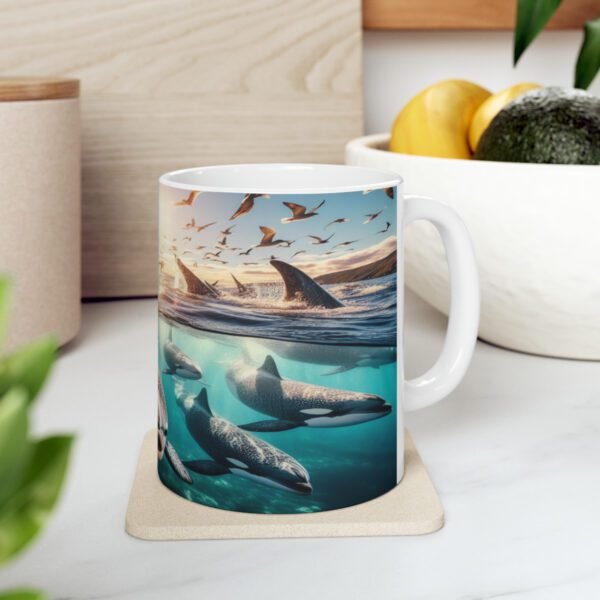 Whales in the Ocean Ceramic Coffee Mug 11oz - Image 4
