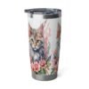 Natural Colors Kitten surrounded with Pink flowers Vagabond 20oz Tumbler - Image 5