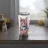 Natural Colors Kitten surrounded with Pink flowers Vagabond 20oz Tumbler - Image 2