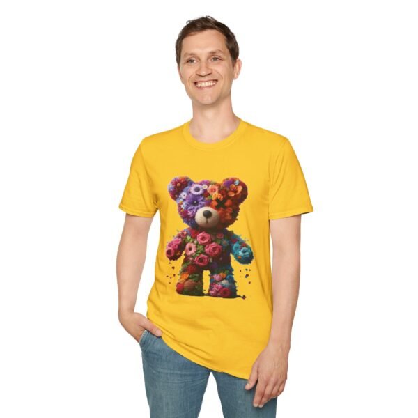 Flowers Design X Teddy Bear Unisex Funny Graphic Tee Shirt - Image 2