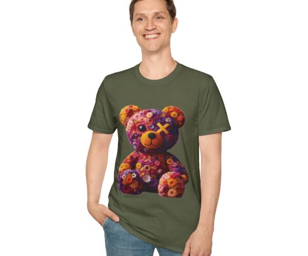 Alternative view of Multicolor Flowers Teddy Bear Unisex Funny Graphic Tee Shirt