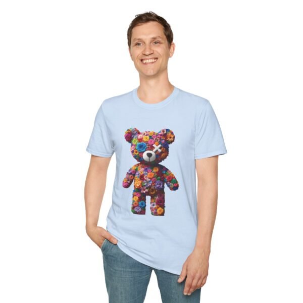 Flowers Design X Teddy Bear Unisex Funny Graphic Tee Shirt - Image 2