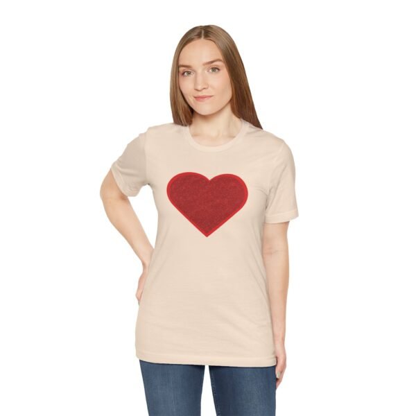 Red Glitter Heart Design Unisex Tee Shirt - Image 3