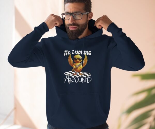 No Ducking Around Duckling With Sunglasses Three-Panel Fleece Hoodie