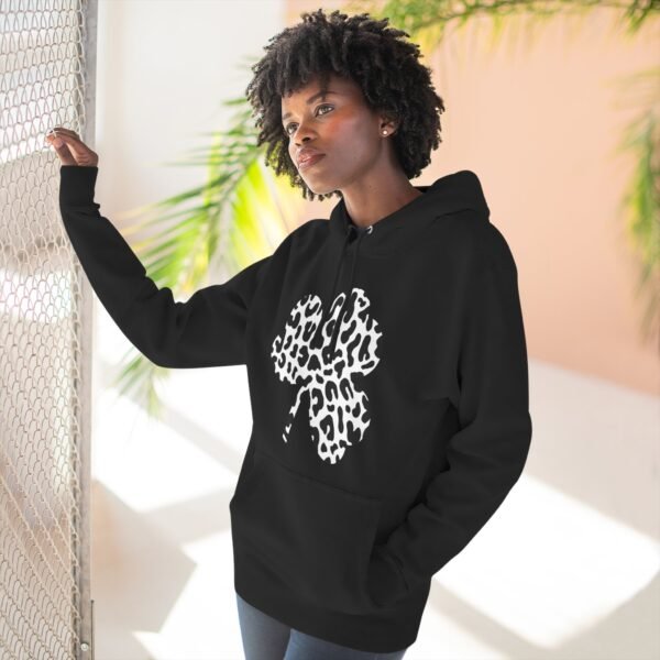 Black and White Clover Three-Panel Fleece Hoodie - Image 12