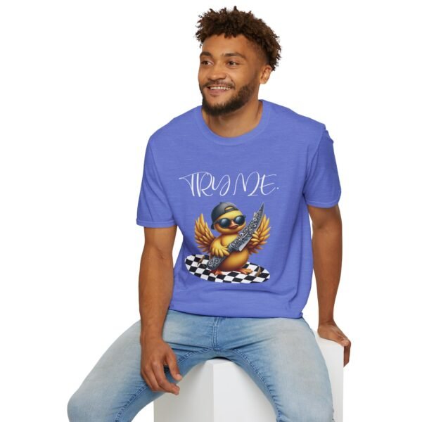 Try Me Duck With Sunglasses and Knife Print Unisex T Shirt - Image 8