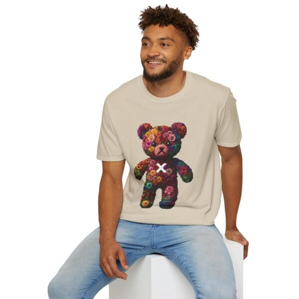 Flowers Design X Teddy Bear Unisex Funny Graphic Tee Shirt - Image 2