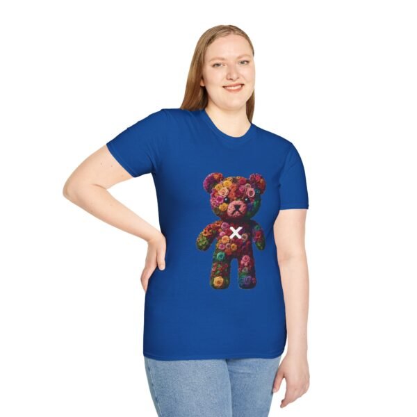 Flowers Design X Teddy Bear Unisex Funny Graphic Tee Shirt - Image 3