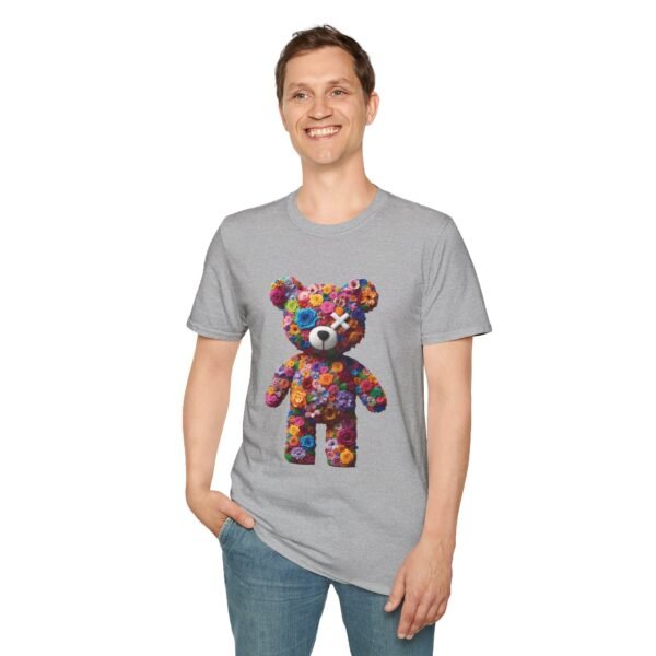 Flowers Design X Teddy Bear Unisex Funny Graphic Tee Shirt - Image 4