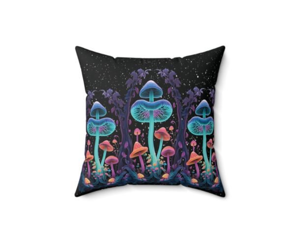 Alternative view of Neon Mushroom Square Cushion Pillow