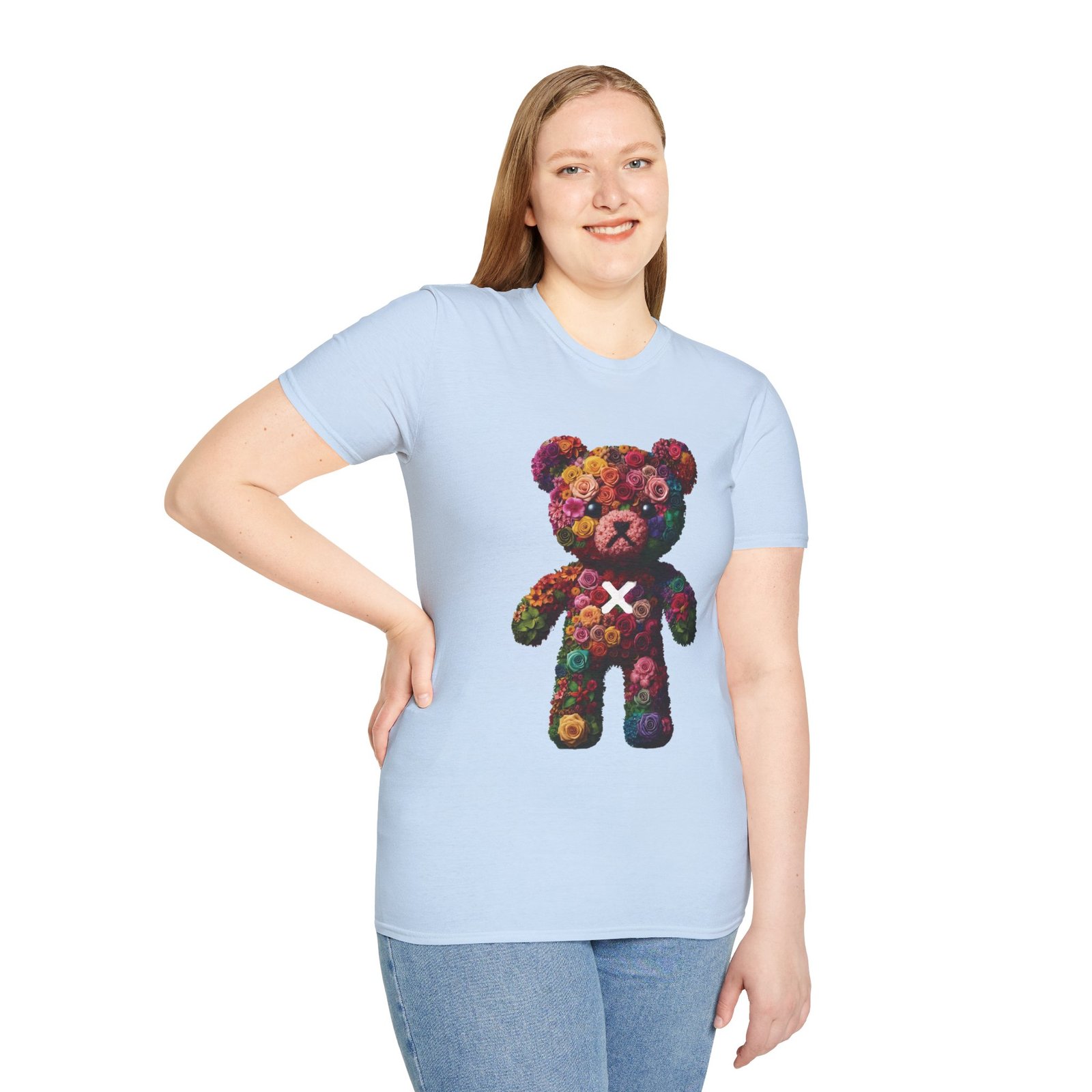 Flowers Design X Teddy Bear Unisex Funny Graphic Tee Shirt