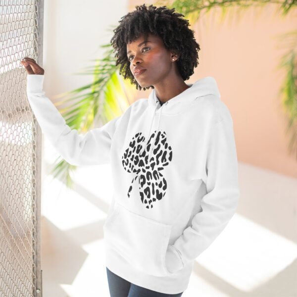 Black and White Clover Three-Panel Fleece Hoodie - Image 6