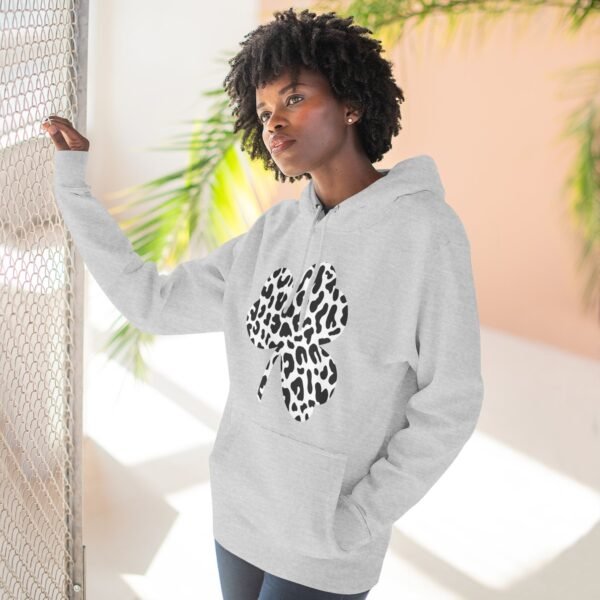 Black and White Clover Three-Panel Fleece Hoodie - Image 9