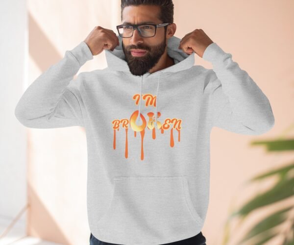 Alternative view of I'm OK Broken Three-Panel Fleece Hoodie