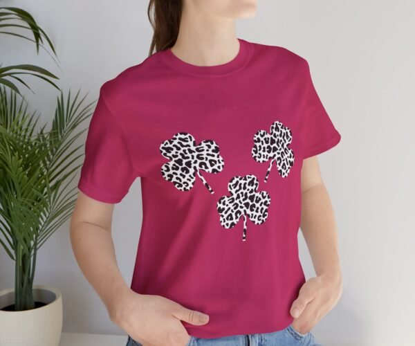 Black and White Three Leaves Clover Design Tee Shirt