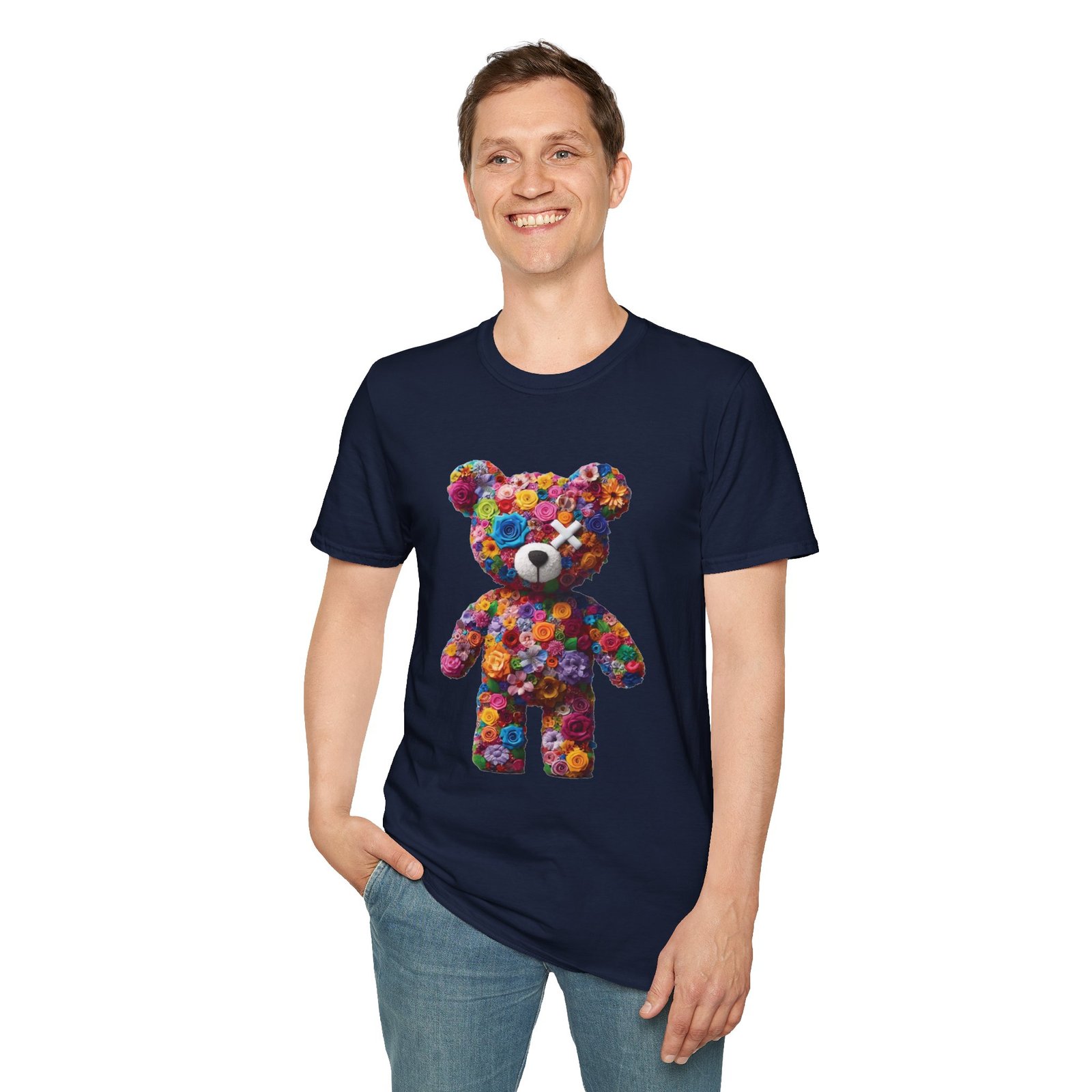 Flowers Design X Teddy Bear Unisex Funny Graphic Tee Shirt