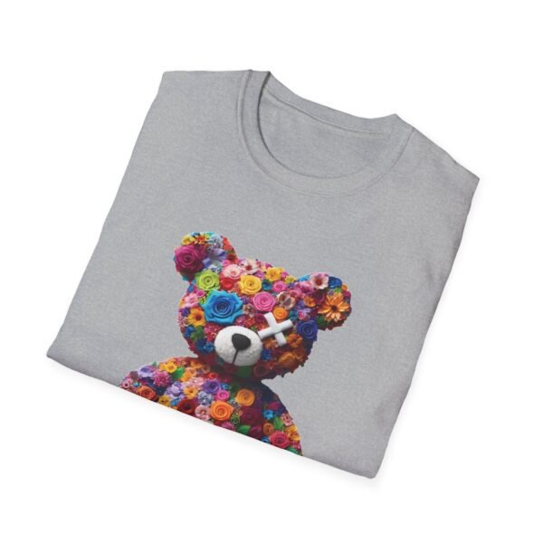 Flowers Design X Teddy Bear Unisex Funny Graphic Tee Shirt - Image 3