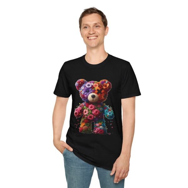Flowers Design X Teddy Bear Unisex Funny Graphic Tee Shirt - Image 3