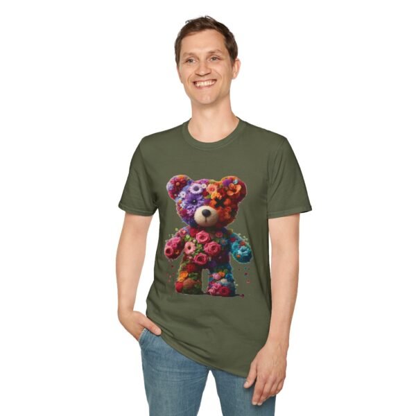 Flowers Design X Teddy Bear Unisex Funny Graphic Tee Shirt - Image 5