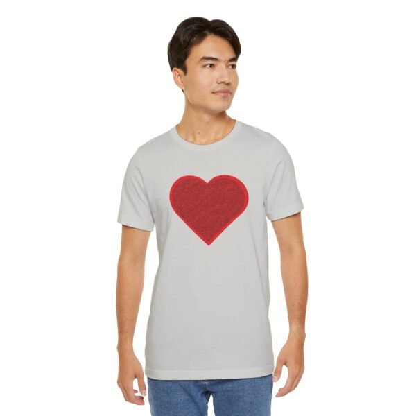 Red Glitter Heart Design Unisex Tee Shirt - Image 4