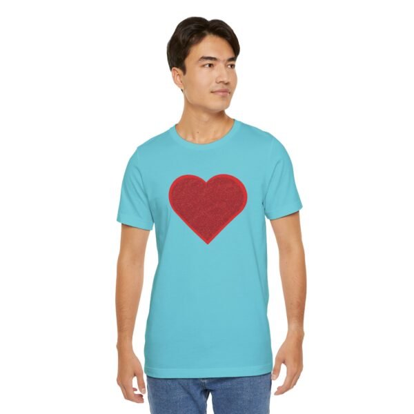 Red Glitter Heart Design Unisex Tee Shirt - Image 8