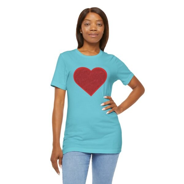 Red Glitter Heart Unisex Jersey Short Sleeve Tee Shirt - Image 3