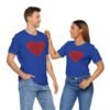 Red Glitter Heart Unisex Jersey Short Sleeve Tee Shirt