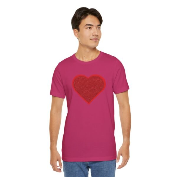 Red Glitter Heart Unisex Jersey Short Sleeve Tee Shirt - Image 4
