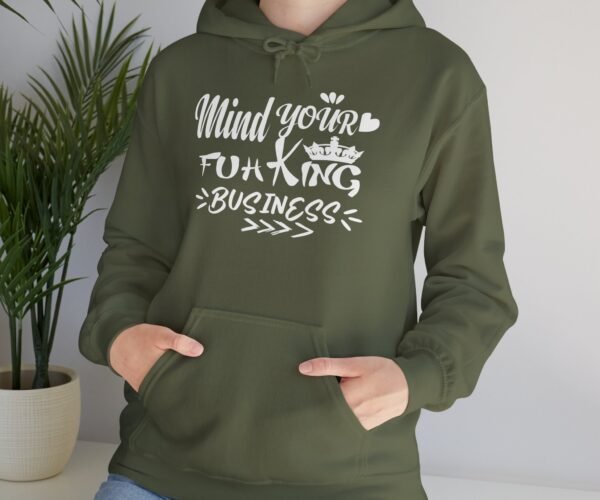Alternative view of Mind Your Fuh King Business Unisex Heavy Blend™ Hooded Sweatshirt